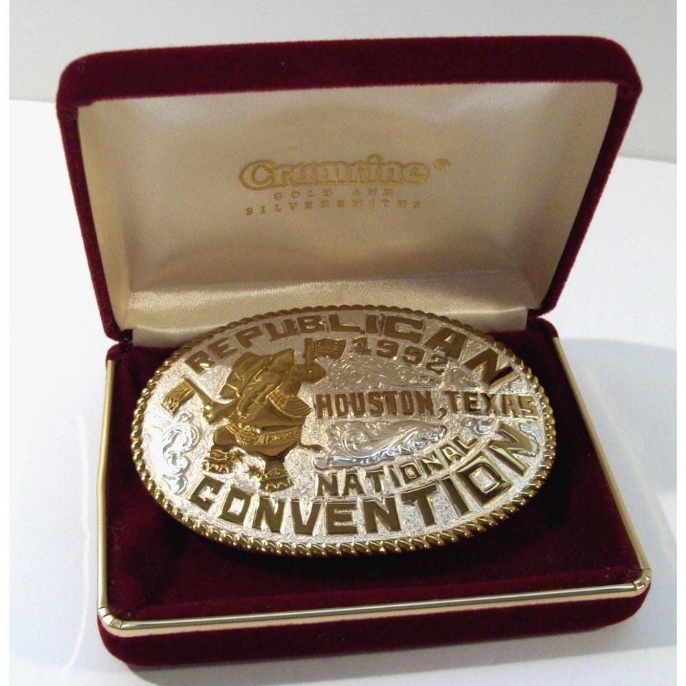 1992 Republican National Convention Houston Texas Belt Buckle, Bronze, Crumrine